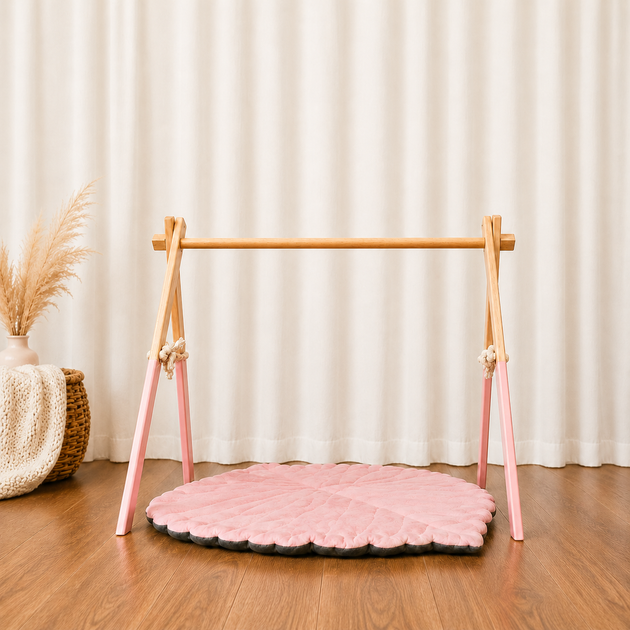 Підлоговий мобіль без іграшок Стійка Baby Gym Дитячий ігровий тренажер Рожевий - Фото 2 Підлоговий мобіль без іграшок Стійка Baby Gym Дитячий ігровий тренажер Рожевий - зображення 2