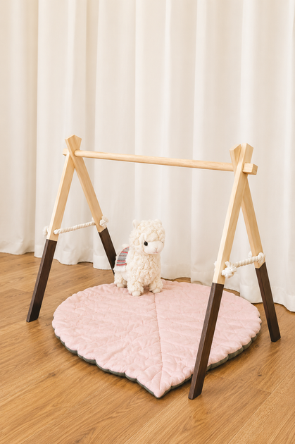 Підлоговий мобіль без іграшок Стійка Baby Gym Дитячий ігровий тренажер Темно-коричневий - Фото 2 Підлоговий мобіль без іграшок Стійка Baby Gym Дитячий ігровий тренажер Темно-коричневий - зображення 2