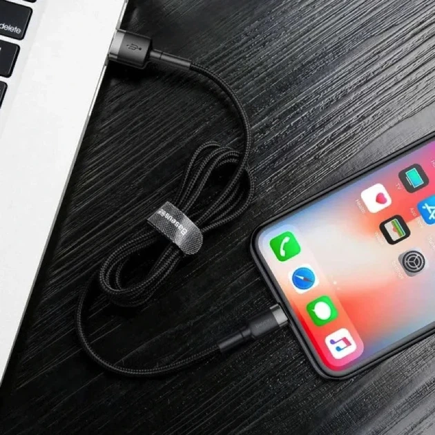 Кабель Baseus Cafule Cable USB For Lightning 1.5A 2m Gray+Black - зображення 13