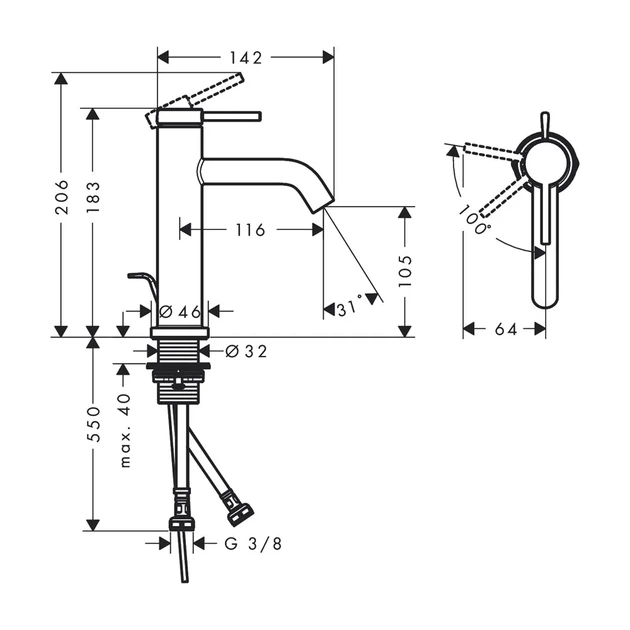Hansgrohe Tecturis S Смеситель для раковины, белый матовый (73314700) - изображение 4