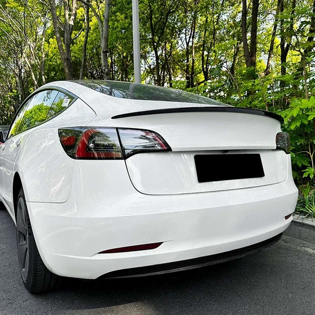 Спойлер багажника Tesla 3 2017-2023 Original Factory стиль сабля черный глянец - изображение 7