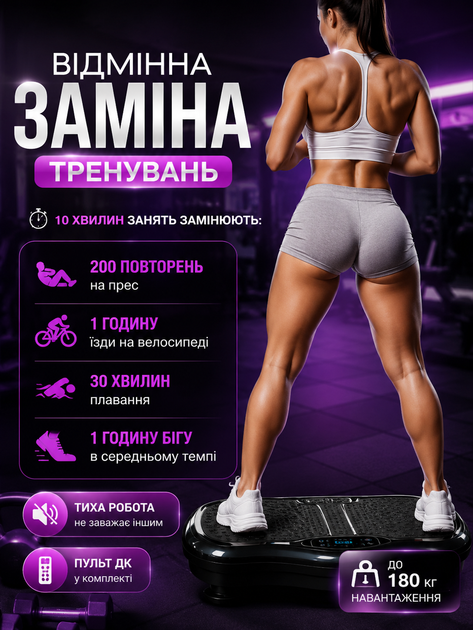 Вибрационная платформа для фитнеса с эспандерами, 99 режимов, нагрузка до 180 кг, пульт ДУ - Фото 3 Вибрационная платформа для фитнеса с эспандерами, 99 режимов, нагрузка до 180 кг, пульт ДУ - изображение 3