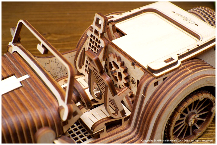 3D пазл механический деревянный 437 деталей для сборки авто Родстер UGEARS MC-4722 - изображение 8