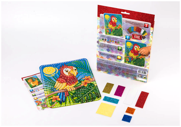 Набор для творчества Блестящая мозаика попугай для детей 4 года Danko Toys MC-6302 - изображение 2