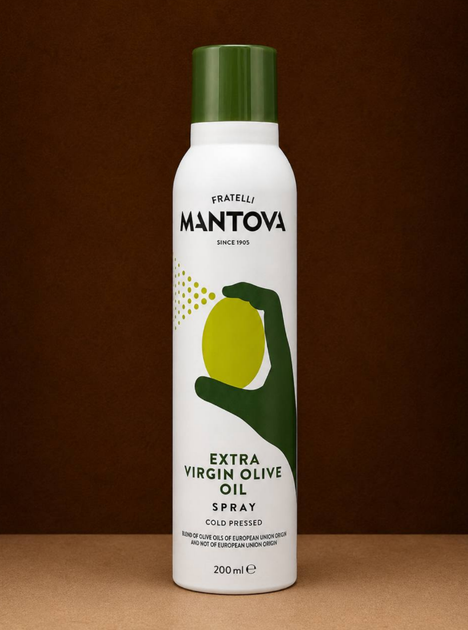 Оливковое масло Mantova Extra Virgin Olive Oil Spray 200 мл первого холодного отжима в формате спрея для салатов жарки гриля и запекания - Фото 4 Оливковое масло Mantova Extra Virgin Olive Oil Spray 200 мл первого холодного отжима в формате спрея для салатов жарки гриля и запекания - изображение 4
