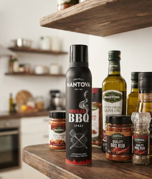 Соняшникова олія Mantova Olio Smoked BBQ Spray 200 мл натуральна олія спрей з ароматом диму для гриля смаження та запікання - Фото 8 Соняшникова олія Mantova Olio Smoked BBQ Spray 200 мл натуральна олія спрей з ароматом диму для гриля смаження та запікання - зображення 8
