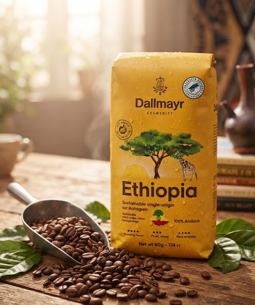 Кофе в зернах Dallmayr Ethiopia 500 г 100 процентов арабика средняя обжарка с кофеином в вакуумной упаковке - изображение 6