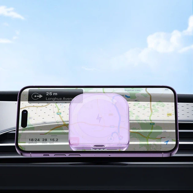 Автодержатель Hoco HW17 Crystal беспроводная зарядка пластик Романтический фиолетовый - изображение 3