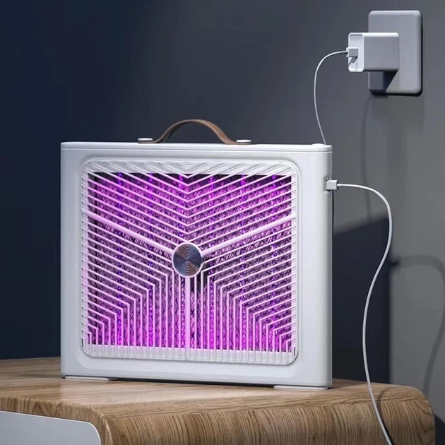 Электрическая ловушка для насекомых с UV-подсветкой 1200 мАч 215х215х65 мм белая - изображение 3