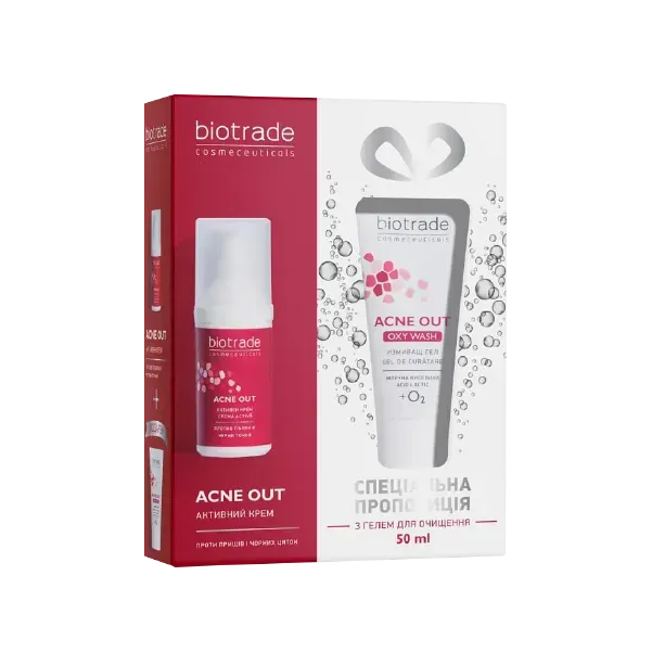 Biotrade (Біотрейд) Acne Out Set – набір для жирної та проблемної шкіри обличчя (активний крем 30 мл + ніжний кисневий гель 50 мл) - Фото 1 Biotrade (Біотрейд) Acne Out Set – набір для жирної та проблемної шкіри обличчя (активний крем 30 мл + ніжний кисневий гель 50 мл) - изображение 1