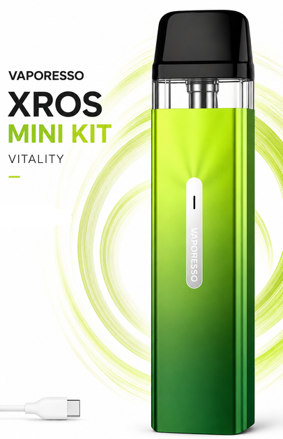 Многоразовая под система XROS Mini KIt Vitality электронная сигарета на 1000 мАч со сменным картриджем на 0.8 Ом минипод зеленый - Фото 1 Многоразовая под система XROS Mini KIt Vitality электронная сигарета на 1000 мАч со сменным картриджем на 0.8 Ом минипод зеленый - изображение 1