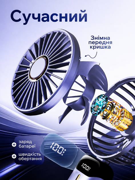 Портативный аккумуляторный вентилятор с мини Jenix N15 USB и 5 скоростями, фиолетовый, Type-C, цифровой дисплей, складной, подставка для телефона, шнурок на шею - Фото 5 Портативный аккумуляторный вентилятор с мини Jenix N15 USB и 5 скоростями, фиолетовый, Type-C, цифровой дисплей, складной, подставка для телефона, шнурок на шею - изображение 5