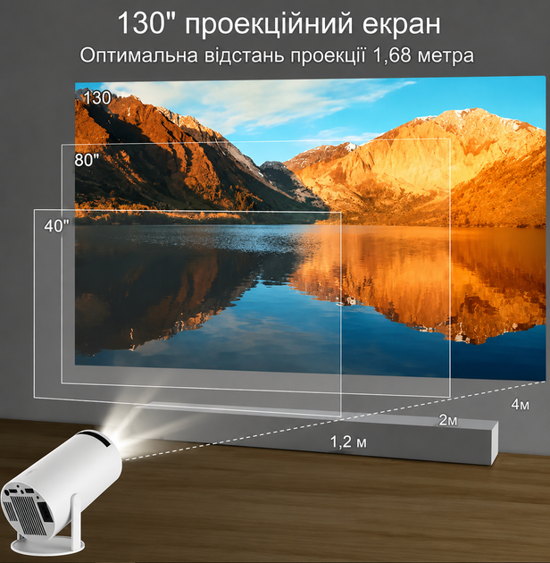 Портативный смарт-проектор для домашнего кинотеатра, Android 12, Wi-Fi, LED. - изображение 2