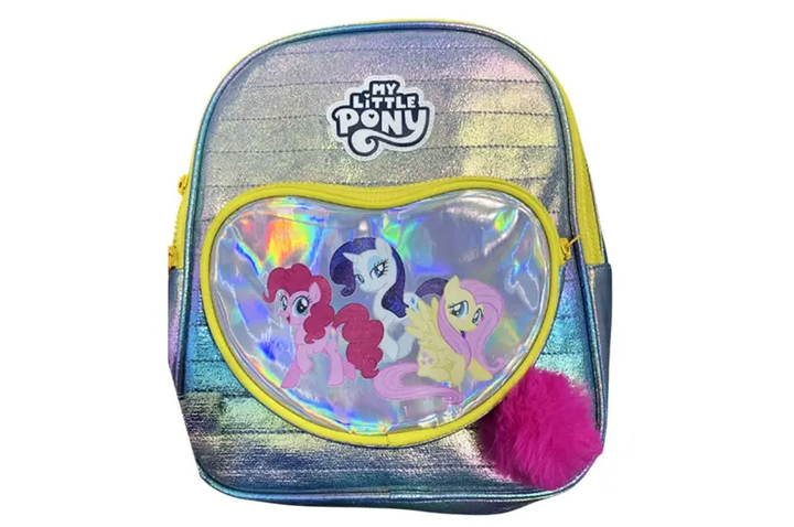 Рюкзак для дівчинки My Little Pony дитячий з блискучим дизайном, передня кишеня на блискавці, пухнастий брелок - зображення 2