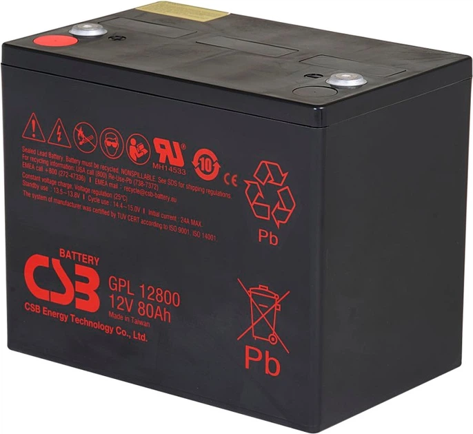 Аккумуляторная батарея CSB GPL12800 12V 80Ah (YT28233) - Фото 2 Аккумуляторная батарея CSB GPL12800 12V 80Ah (YT28233) - изображение 2