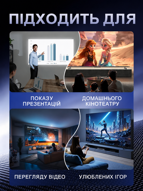 Портативный смарт-проектор Android 11 с Wi-Fi, 150 ANSI, HD 720p, 2 беспроводных джойстика, 36 000 игр - изображение 2