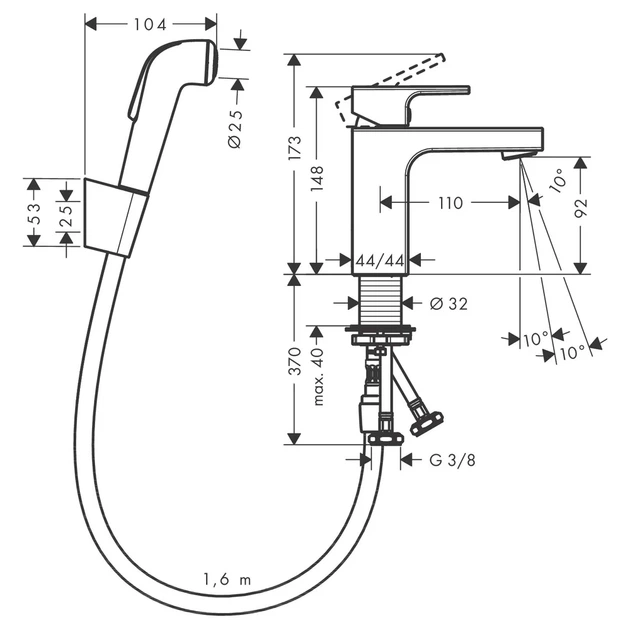 Hansgrohe Vernis Shape 100 Смеситель с лейкой, хром (71216000) - изображение 2