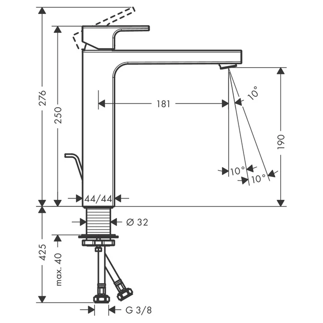 HANSGROHE Vernis Shape 190 Смеситель для умывальника, хром (71562000) - изображение 4