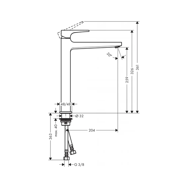 Hansgrohe Metropol 260 Смеситель для умывальника, хром (32512000) - изображение 2