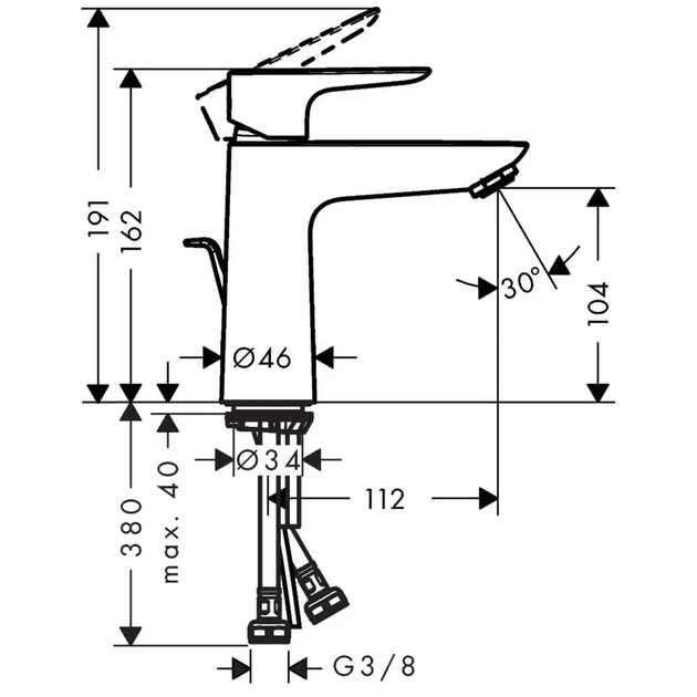 Hansgrohe Talis E 110 Смеситель для умывальника, черный матовый (71710670) - Фото 2 Hansgrohe Talis E 110 Смеситель для умывальника, черный матовый (71710670) - изображение 2