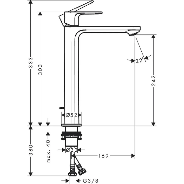 Hansgrohe Rebris E 240 Смеситель для умывальника, Matt Black (72581670) - изображение 5