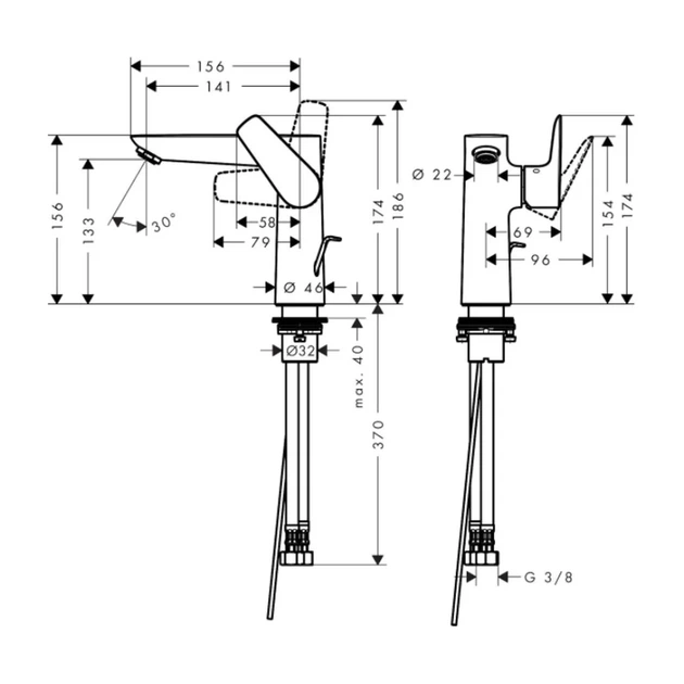 Hansgrohe Talis E 150 Смеситель для умывальника, черный хром (71754340) - Фото 3 Hansgrohe Talis E 150 Смеситель для умывальника, черный хром (71754340) - изображение 3