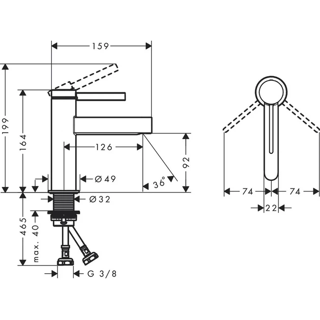 Hansgrohe Finoris 100 Змішувач для умивальника, хром (76010000) - Фото 9 Hansgrohe Finoris 100 Змішувач для умивальника, хром (76010000) - зображення 9