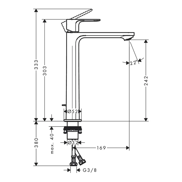 HANSGROHE Rebris E Смеситель для раковины высокий, хром (72591000) - изображение 5