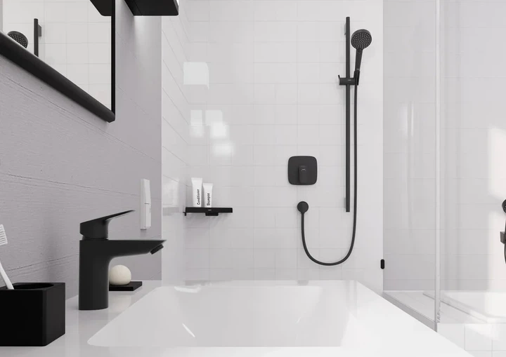 HANSGROHE Logis 100 Смеситель для раковины, черный матовый (71107670) - Фото 2 HANSGROHE Logis 100 Смеситель для раковины, черный матовый (71107670) - изображение 2