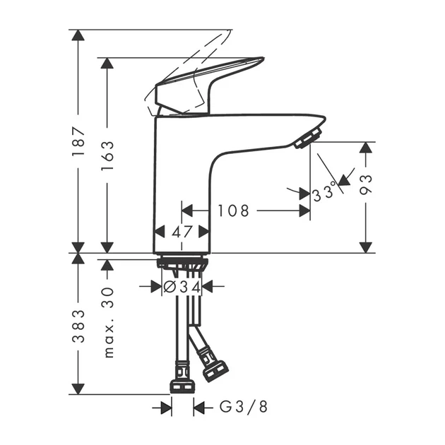 HANSGROHE Logis 100 Смеситель для раковины, черный матовый (71107670) - Фото 4 HANSGROHE Logis 100 Смеситель для раковины, черный матовый (71107670) - изображение 4