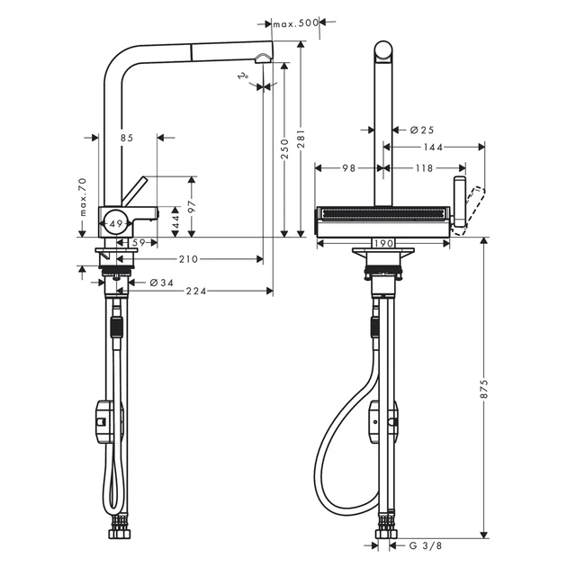 Hansgrohe Aquno Select M81 Змішувач для кухні, чорний мат (73836670) - зображення 2
