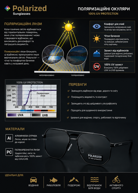 Солнцезащитные очки POLARIZED P333 Авиатор C1 Поляризация Алюминиевая оправа Защита UV400 - изображение 7