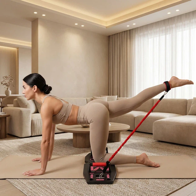Багатофункціональна дошка для тренувань з еспандерами Gymtek FlexBoard G-42913 Рожево-чорна (5905884429136) - Фото 11 Багатофункціональна дошка для тренувань з еспандерами Gymtek FlexBoard G-42913 Рожево-чорна (5905884429136) - зображення 11