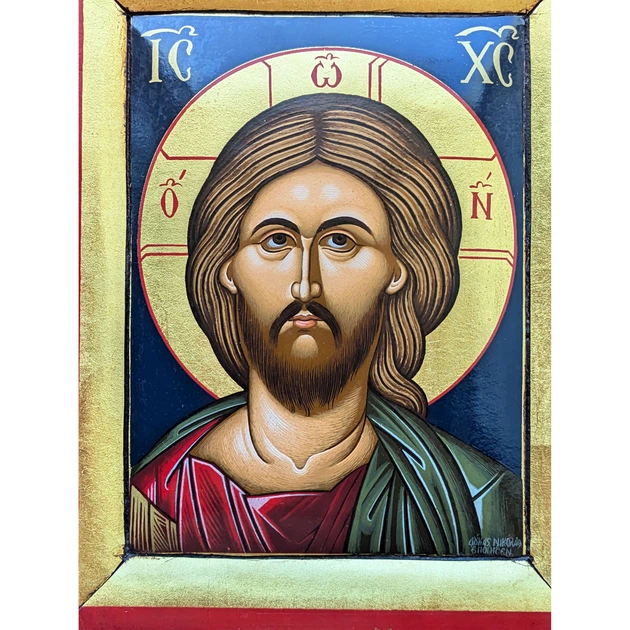 Греческая Писаная икона Спасителя Иисуа Христа 15×19 см 16×20 см - Фото 6 Греческая Писаная икона Спасителя Иисуа Христа 15×19 см 16×20 см - изображение 6