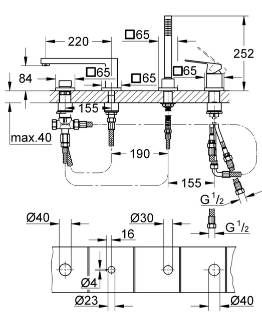 Змішувач для ванни Eurocube (19897001), Grohe - зображення 3