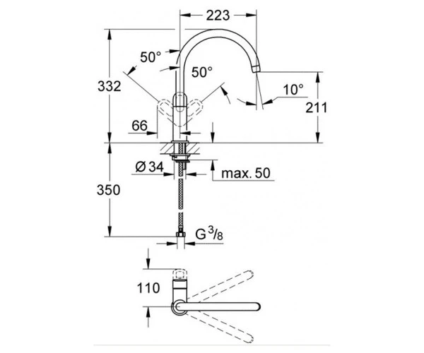 Змішувач для кухні BauLoop (31368000), Grohe - изображение 3