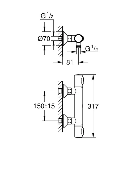 Змішувач для душу Grohtherm 500 347932430 Grohe - Фото 2 Змішувач для душу Grohtherm 500 347932430 Grohe - изображение 2