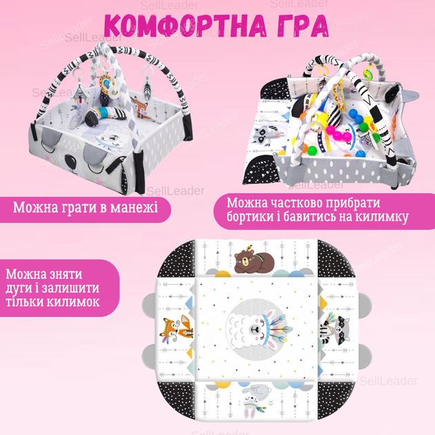 Коврик детский развивающий 100х110см Spoko игровой развлекательный детей малышей детской комнаты интерактивный - изображение 5