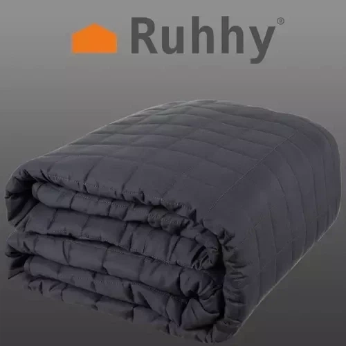 Утяжеленное гравитационное одеяло Ruhhy 28468 (6 кг, 150х200 см) — Сенсорное антистрессовое одеяло для сна, серое, с петлями - изображение 3