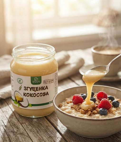Кокосова згущенка без цукру 540 г натуральний рослинний продукт у скляній банці - зображення 5