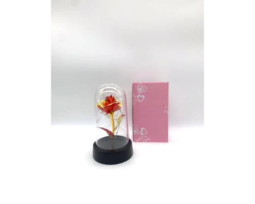 Вічна троянда в колбі з LED-підсвіткою (Red Gold) - зображення 2