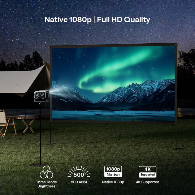 Розумний проектор Aurzen BOOM mini 4k з підтримкою Google TV чорний - зображення 4