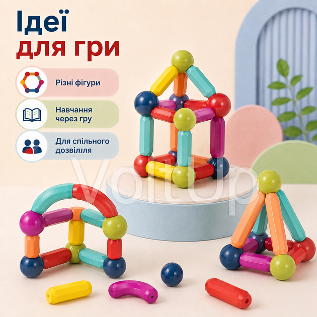 Магнітний конструктор SKY Magnetic Sticks TS-8300/28 28 деталей, палички та кульки для 3D-моделей - зображення 7