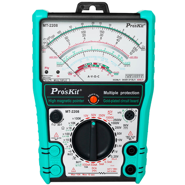 Аналоговый мультиметр Pro'sKit MT-2208 Smart с защитой от перегрева для электриков, высокоточный аналоговый магнитомеханический измеритель. - изображение 5
