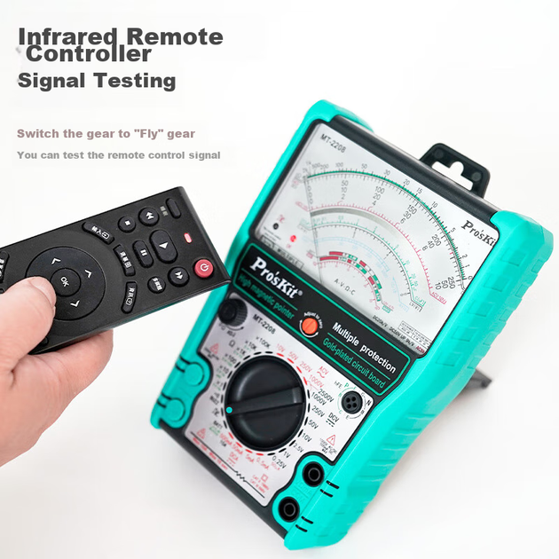 Аналоговый мультиметр Pro'sKit MT-2208 Smart с защитой от перегрева для электриков, высокоточный аналоговый магнитомеханический измеритель. - изображение 8