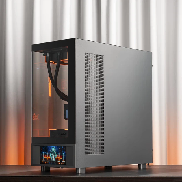 Корпус для игрового компьютера PADO Yinglong Cangming Display Version, черный, ATX, поддерживает водяное охлаждение 360 мм, включает 6-дюймовый ЖК-экран, панорамный обзор 270°, совместим с видеокартой 5090. - изображение 7