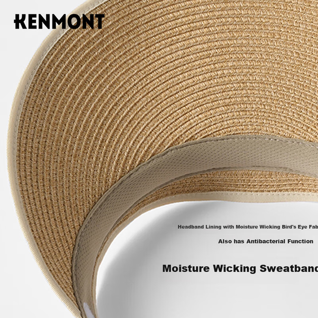 Детская складная пляжная соломенная шляпа Kenmont, защита от УФ-излучения весной и летом, шляпа с открытым верхом, шляпа для защиты от солнца с резинкой для волос, Km-4420 - зображення 6