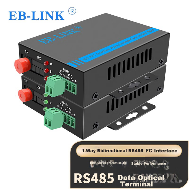 EB-LINK RS485 — оптический терминальный удлинитель данных, промышленный оптический модем для управления последовательным портом, двунаправленная передача, приемопередатчик 485 в оптоволокно, оптико-электрический преобразователь. - изображение 4