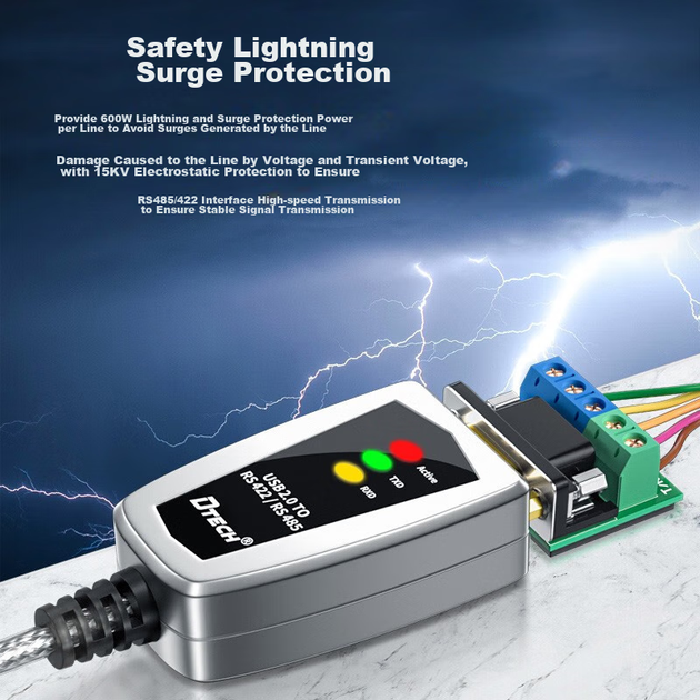 Конвертер DTECH DT-5119 USB - RS485/RS422 з кабелем, 0.5 м - зображення 9