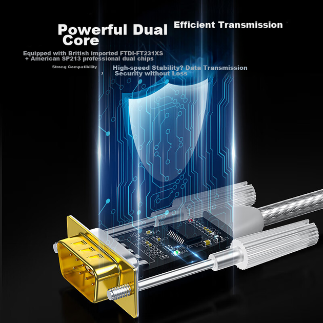 Кабель DTECH IOT5080 USB - RS232 DB9 з індикатором, 2 м - зображення 8